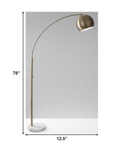 Curved Arm Floor Lamp with Spherical Satin Steel Shade - AFS