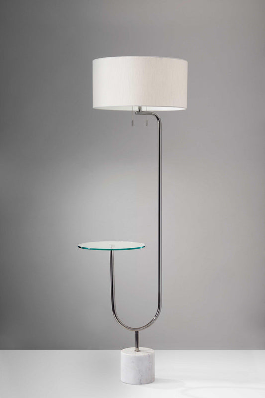 Looped Chrome Floor Lamp with Glass Cocktail Tabletop - AFS