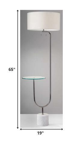 Looped Chrome Floor Lamp with Glass Cocktail Tabletop - AFS