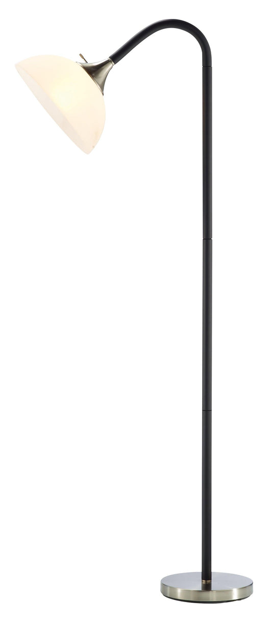 Bendable Black Metal Floor Lamp with Alabaster Bowl Shade - AFS