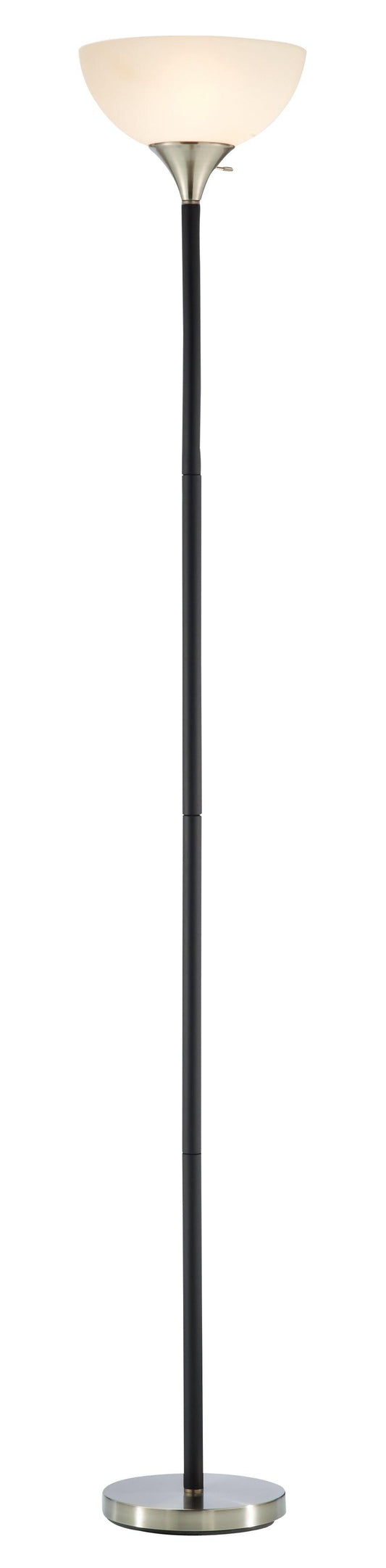 Bendable Black Metal Floor Lamp with Alabaster Bowl Shade - AFS