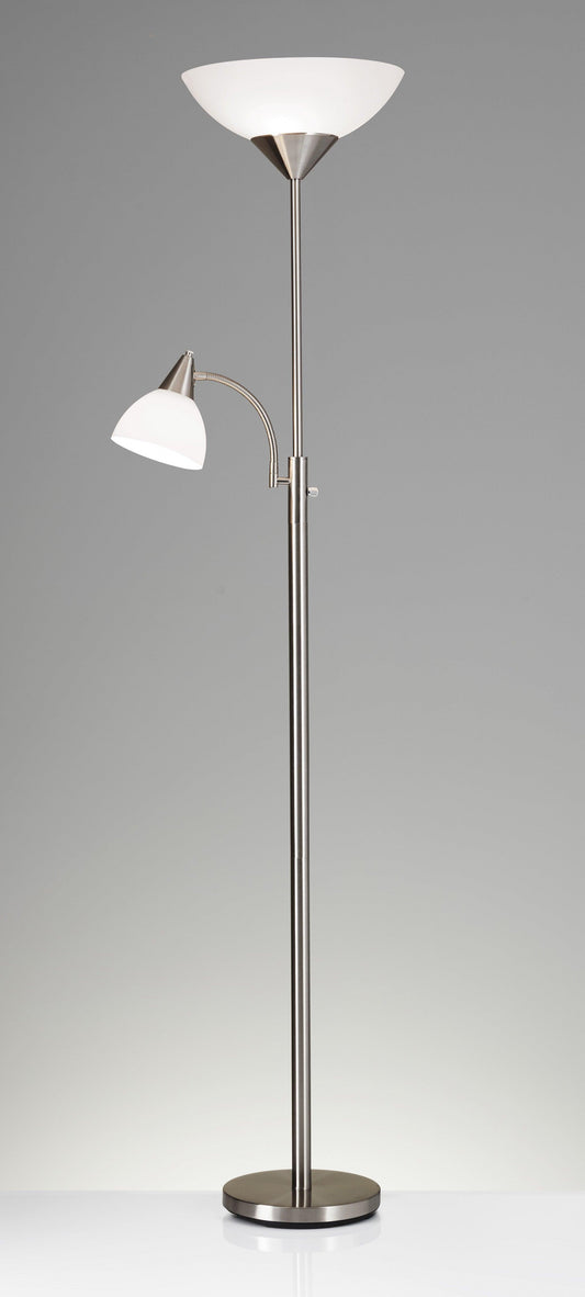 Torchiere Plus Chairside Floor Lamp in Black Metal - AFS