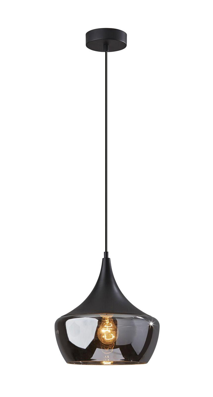 Gnome Smoked Glass Black Metal Pendant Lamp - AFS