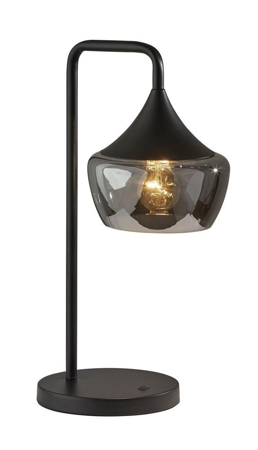 Gnome Smoked Glass Black Metal Table Lamp - AFS