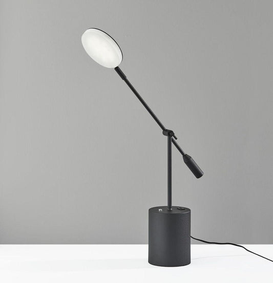 Black Metal Saucer LED Adjustable Desk Lamp - AFS