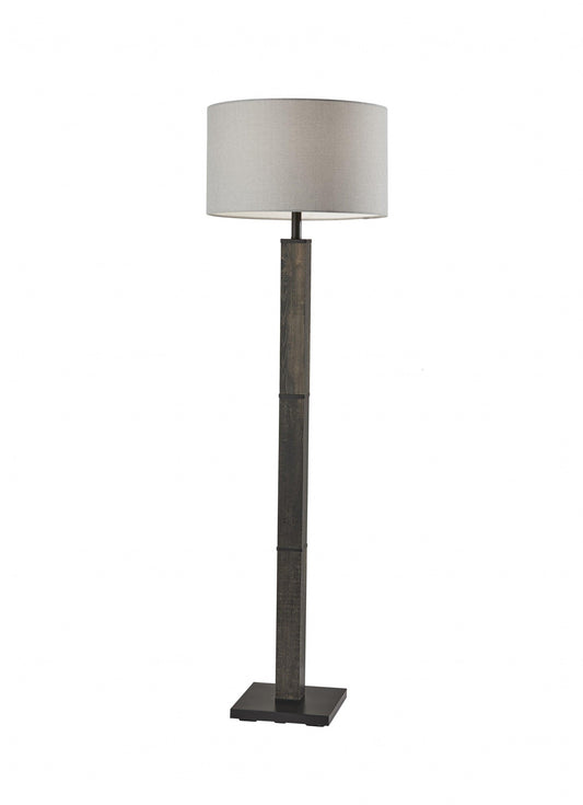 Walnut Wood Finish Pillar Floor Lamp - AFS