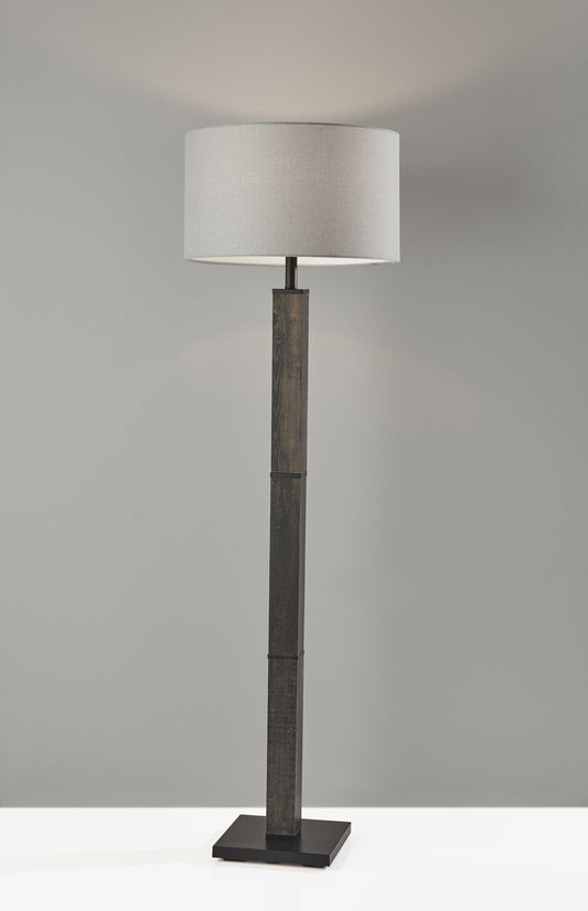 Walnut Wood Finish Pillar Floor Lamp - AFS