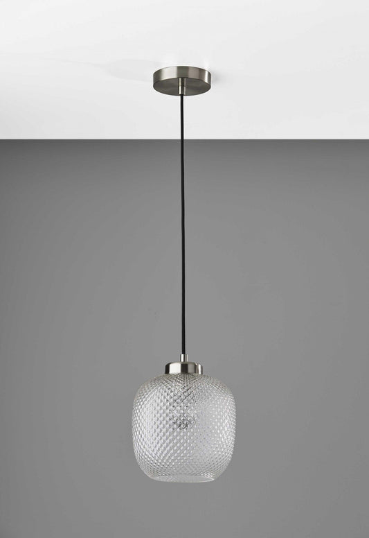 Dotty Glass Brushed Steel Metal Pendant - AFS