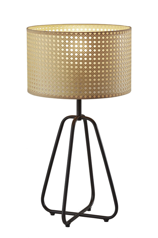 Open Cane Web Natural Shade Dark Bronze Table Lamp - AFS