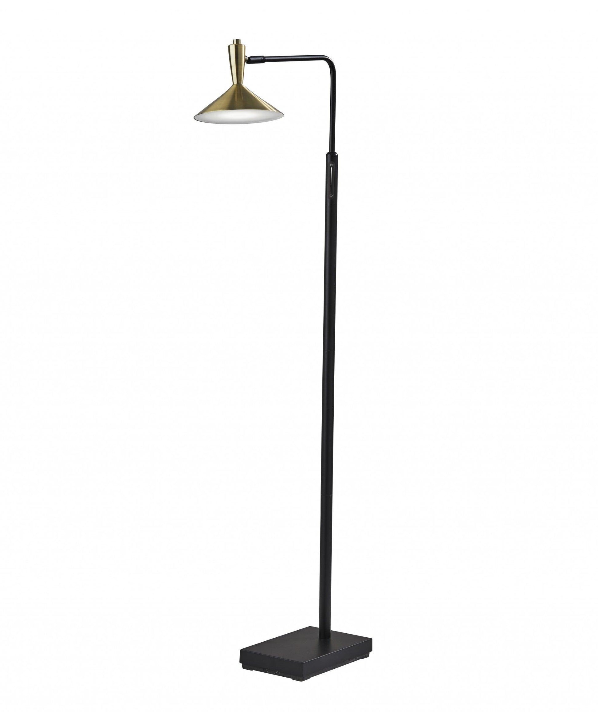 Adjustable Brass Spotlight LED Floor Lamp in Black Metal - AFS