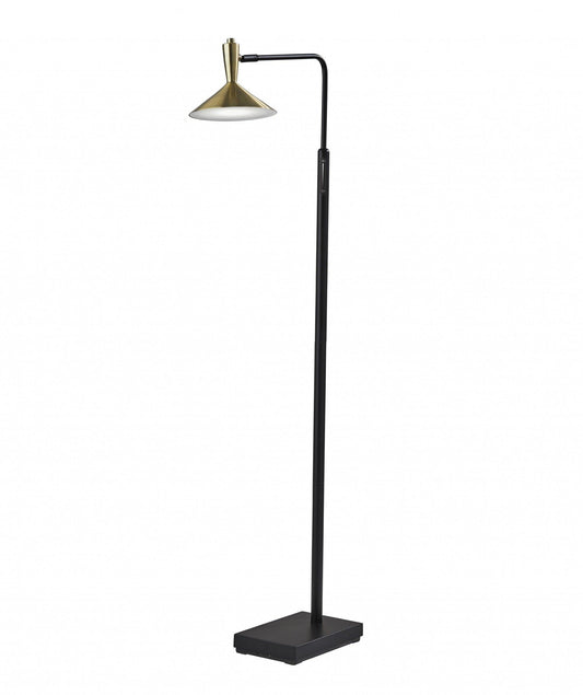 Adjustable Brass Spotlight LED Floor Lamp in Black Metal - AFS