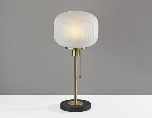 Antique Brass Striped Glass Glow Table Lamp - AFS