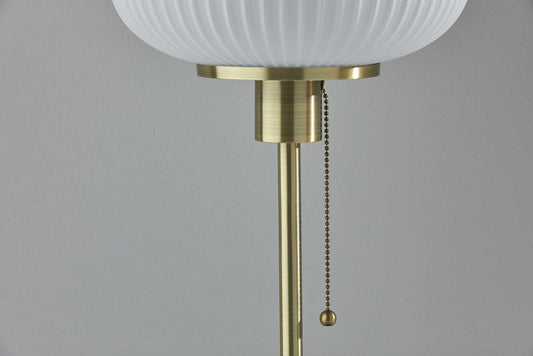 Antique Brass Striped Glass Glow Table Lamp - AFS