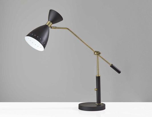 Brass Cinch Black Metal Adjustable Desk Lamp - AFS