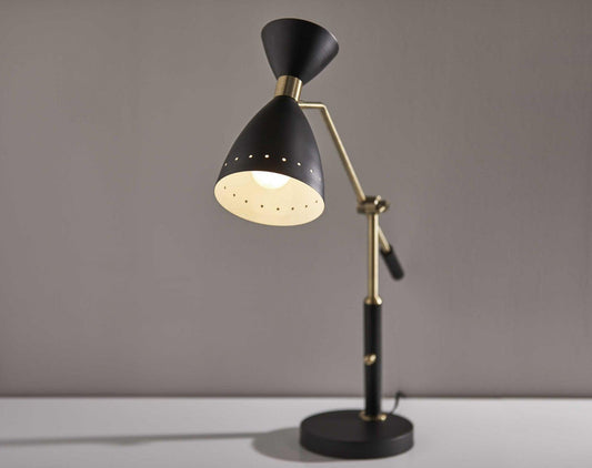 Brass Cinch Black Metal Adjustable Desk Lamp - AFS