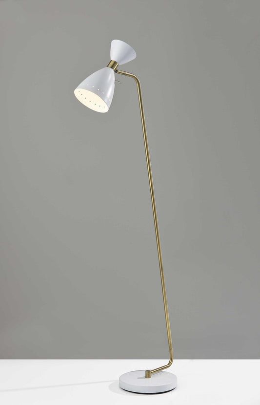 Brass Cinch Floor Lamp in White Metal - AFS