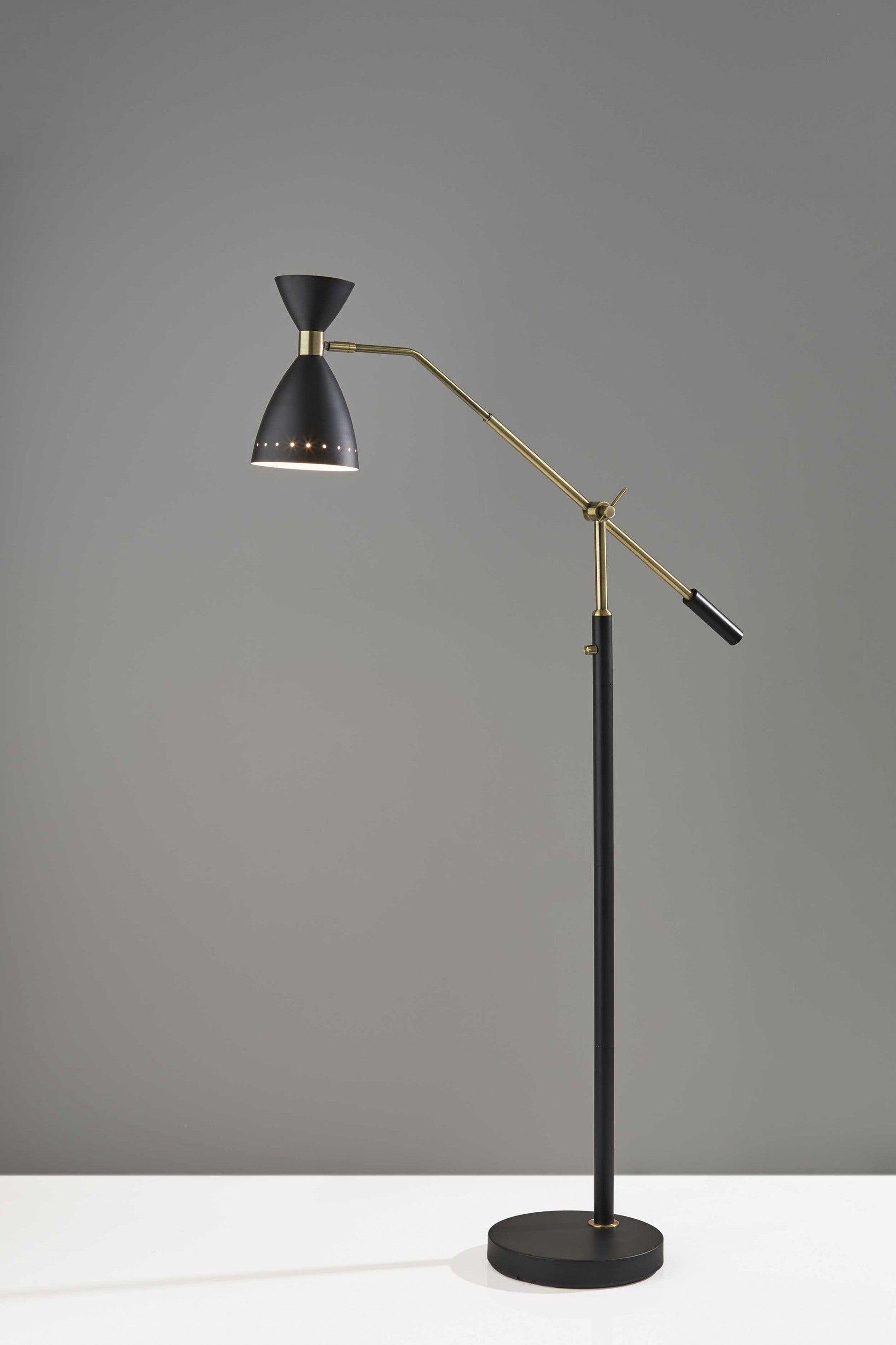 Brass Cinch Black Metal Adjustable Floor Lamp - AFS