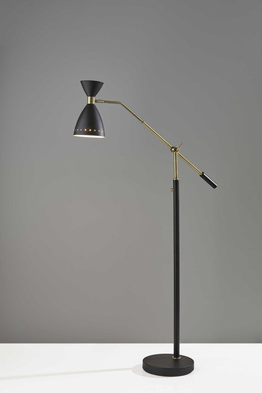 Brass Cinch Black Metal Adjustable Floor Lamp - AFS