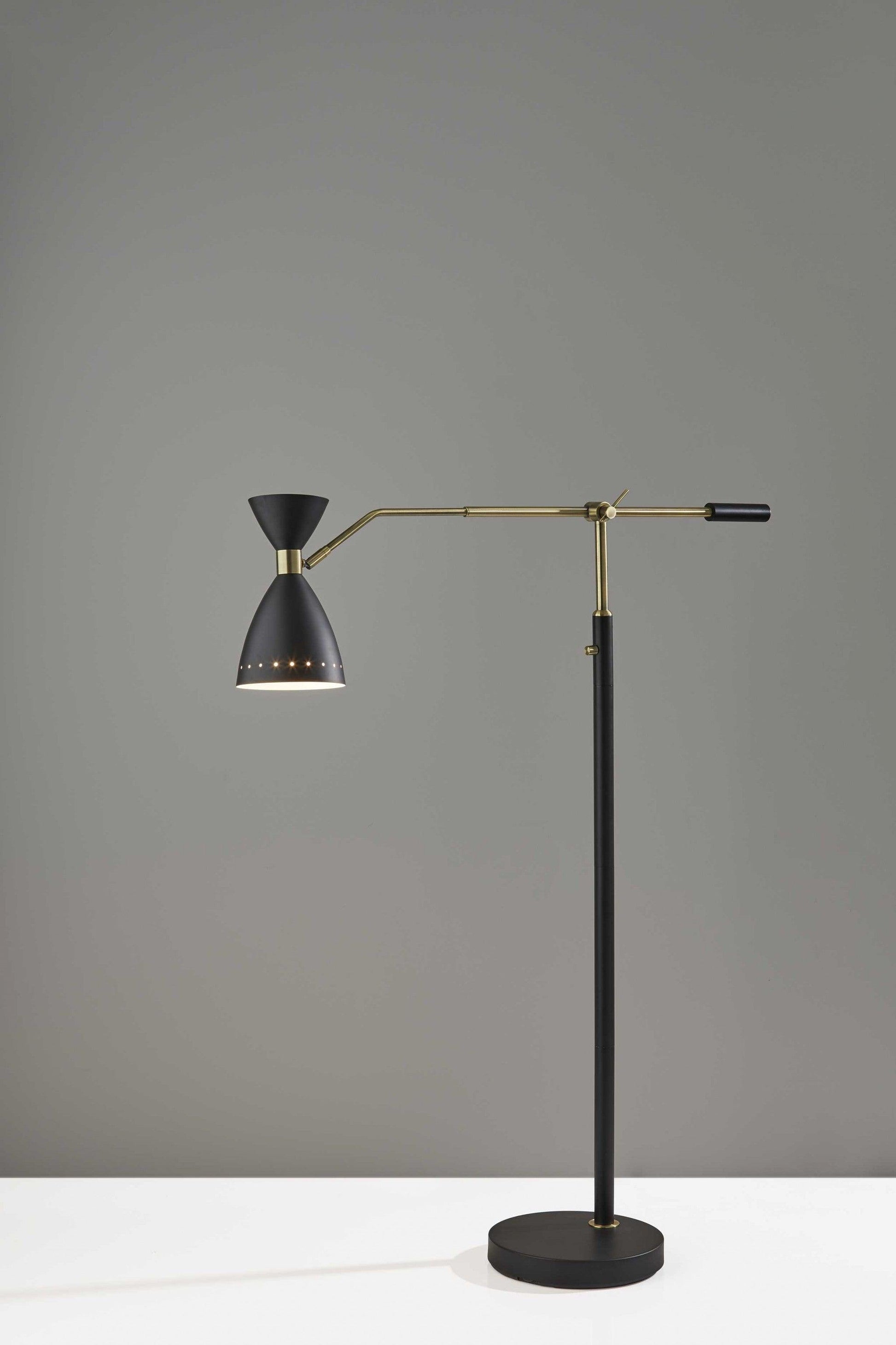 Brass Cinch Black Metal Adjustable Floor Lamp - AFS