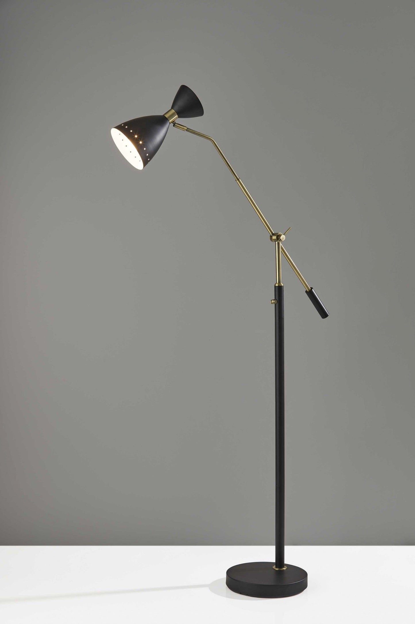 Brass Cinch Black Metal Adjustable Floor Lamp - AFS