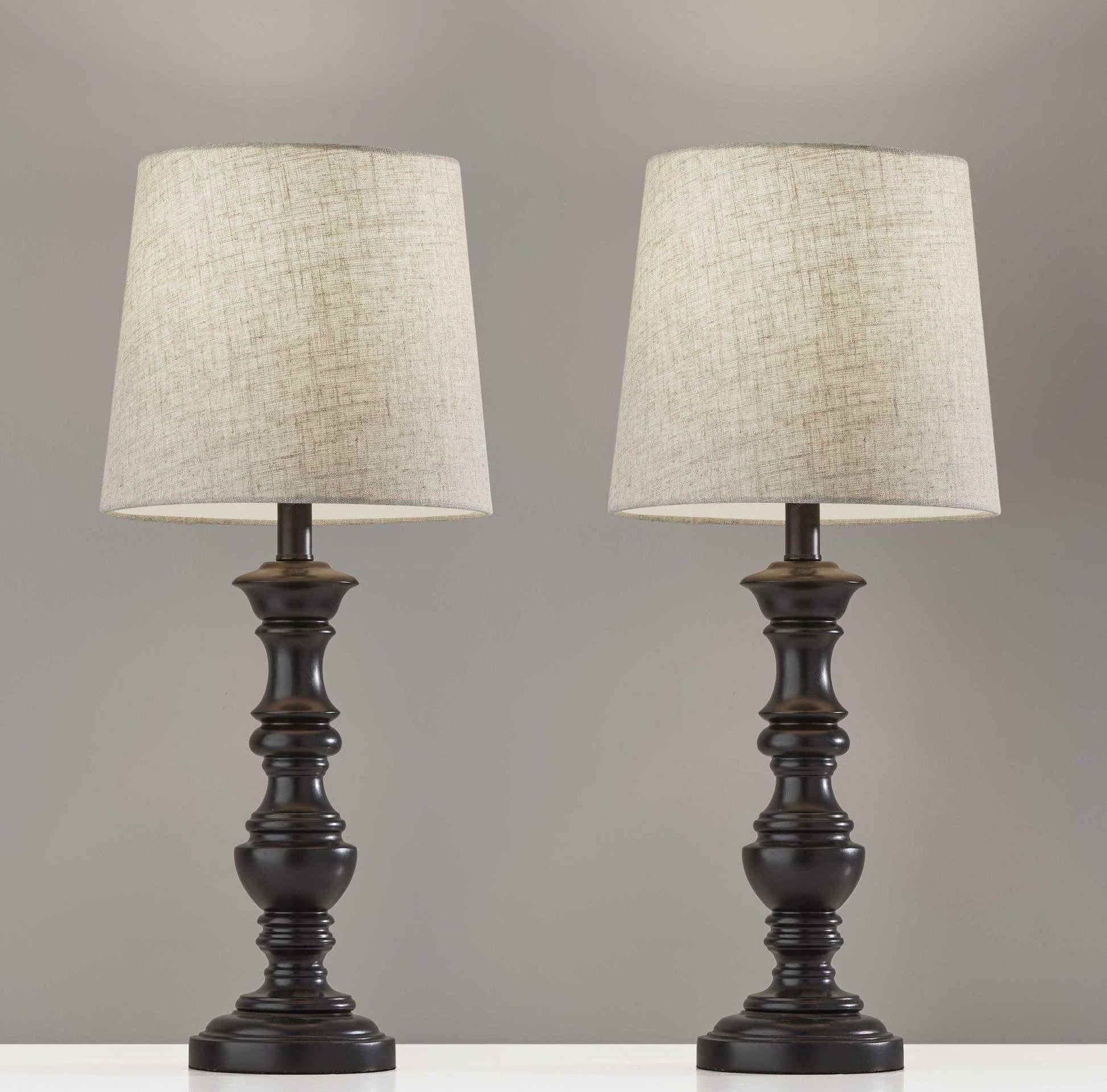 Set of 2 Sculpted Traditional Black Table Lamps - AFS