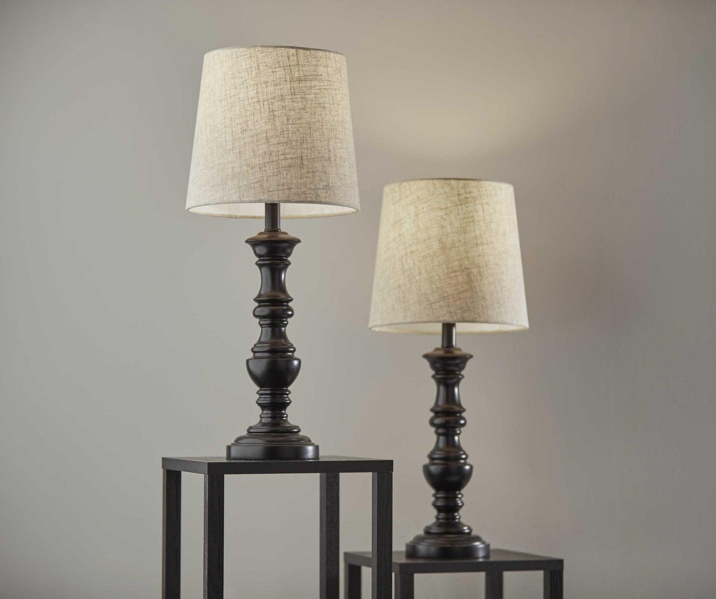 Set of 2 Sculpted Traditional Black Table Lamps - AFS