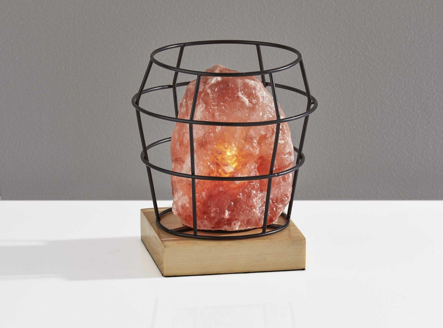 Himalayan Salt Table Lamp With Black Wire Basket - AFS