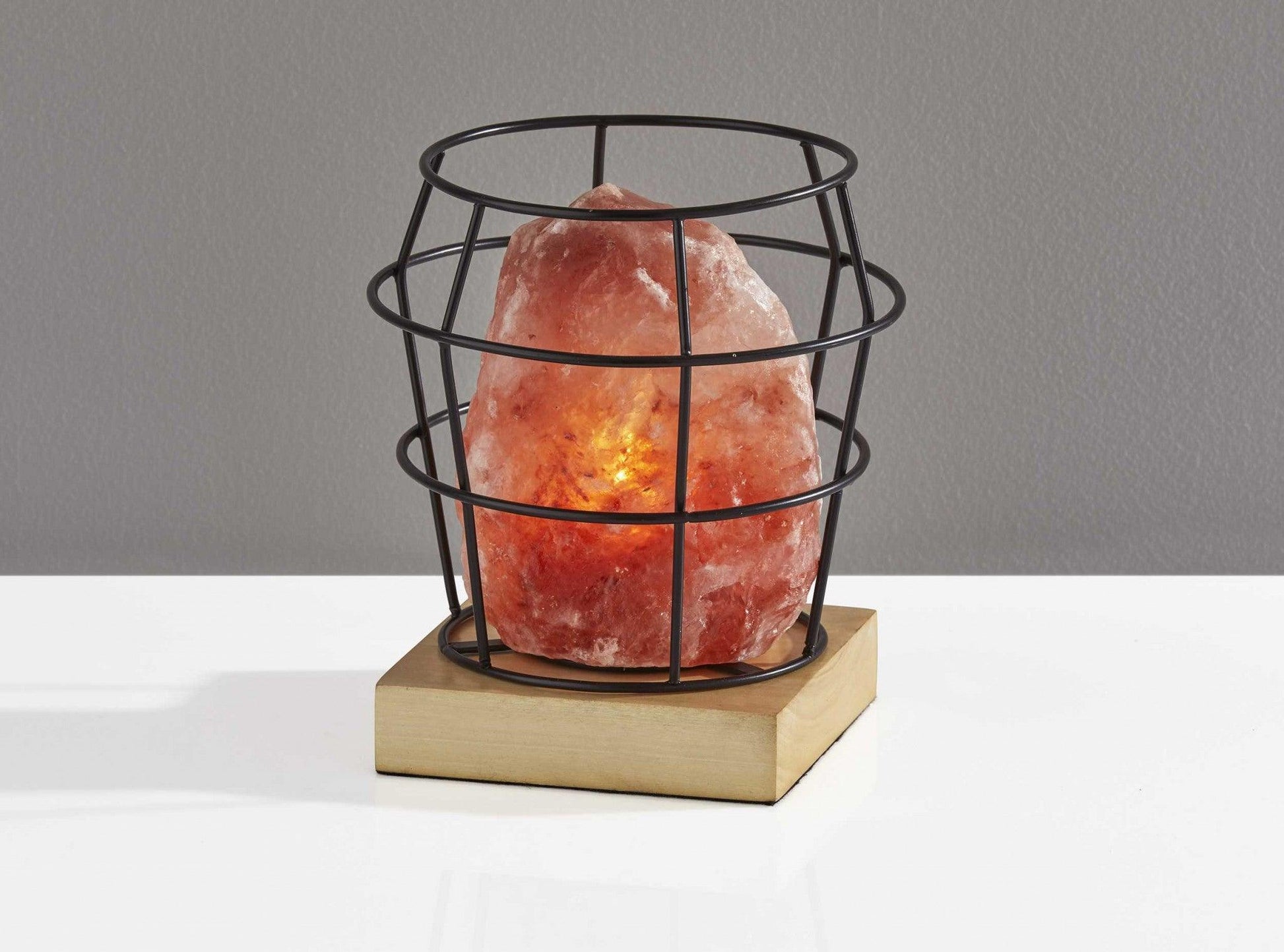 Himalayan Salt Table Lamp With Black Wire Basket - AFS