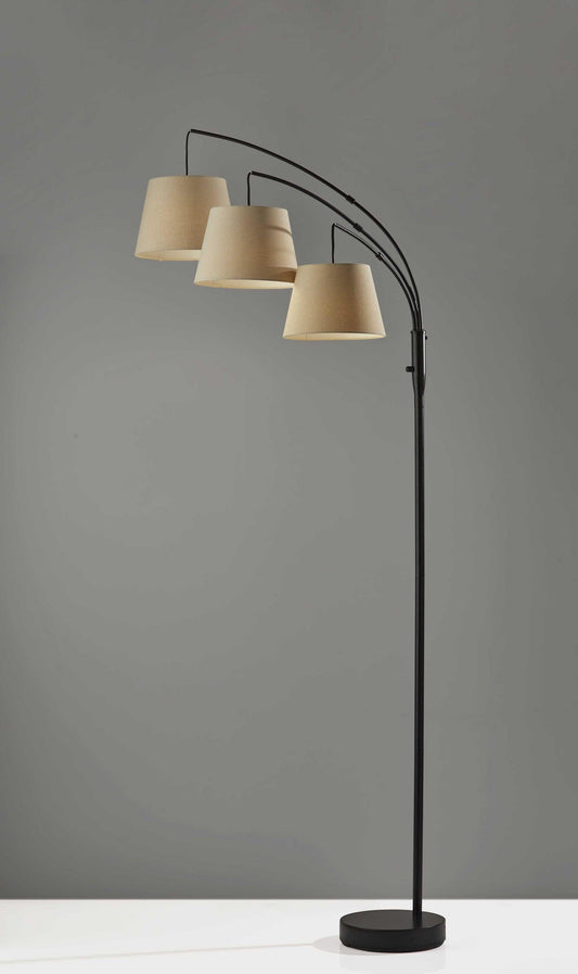 Three Light Adjustable Arm Dark Bronze Floor Lamp - AFS