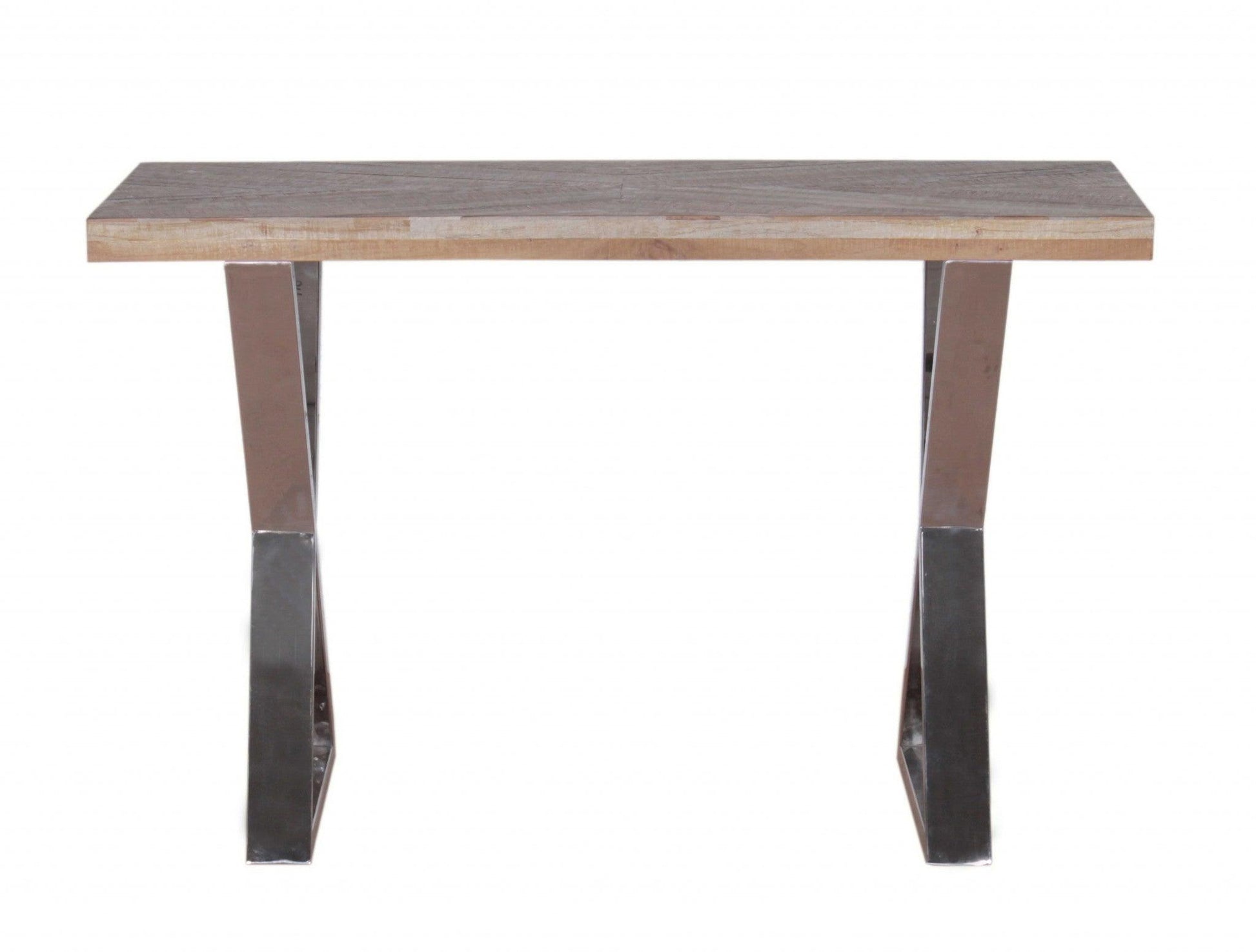 Teak and Chrome X Leg Console or Sofa Table - AFS