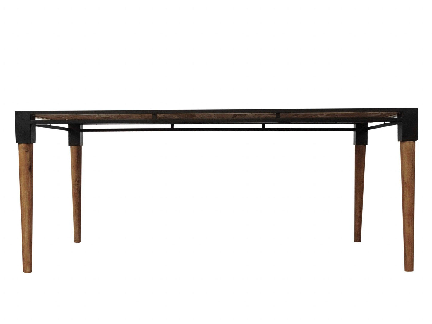 74" Natural Acacia and Mid Century Black Dining Table - AFS