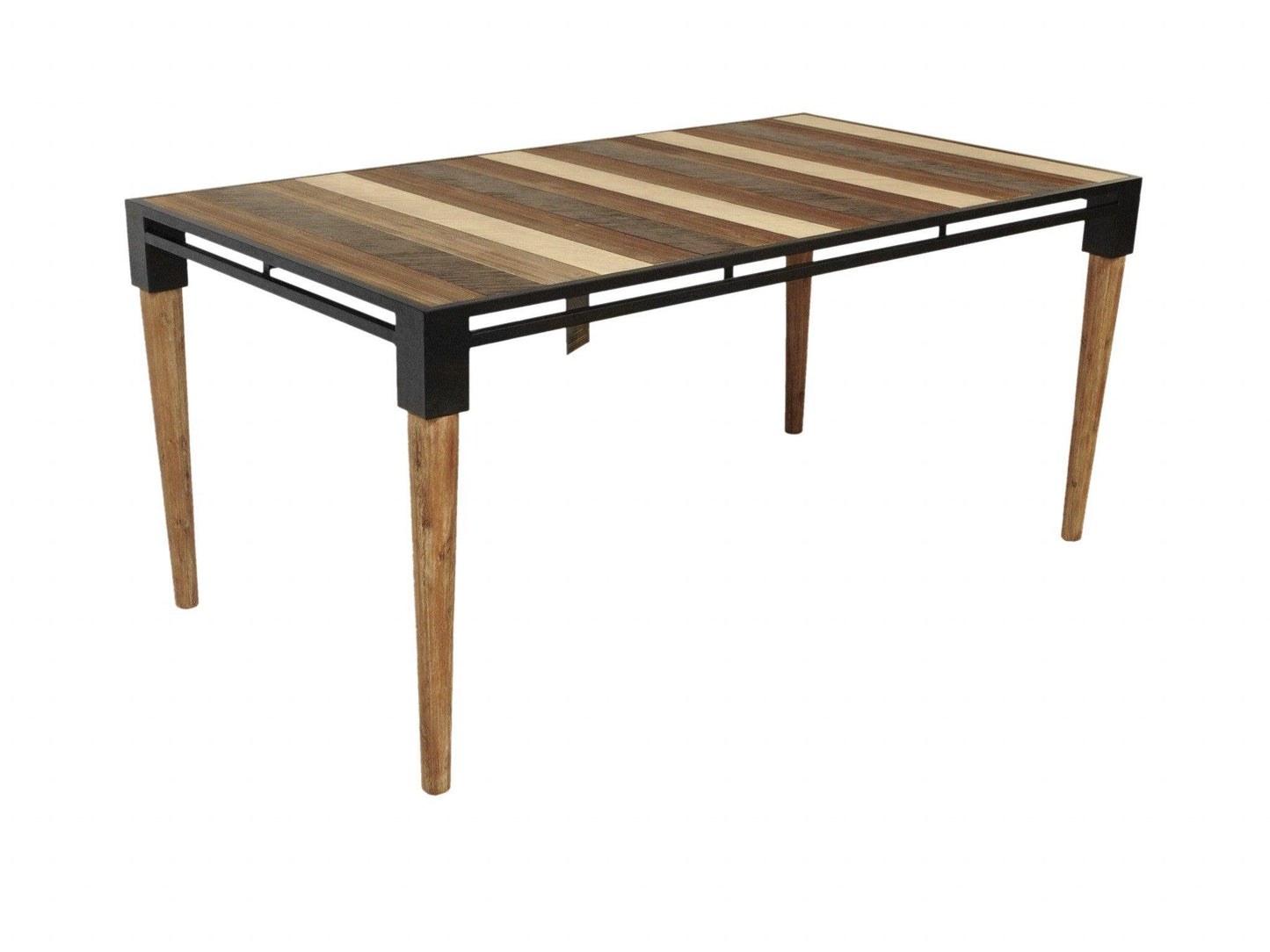 74" Natural Acacia and Mid Century Black Dining Table - AFS