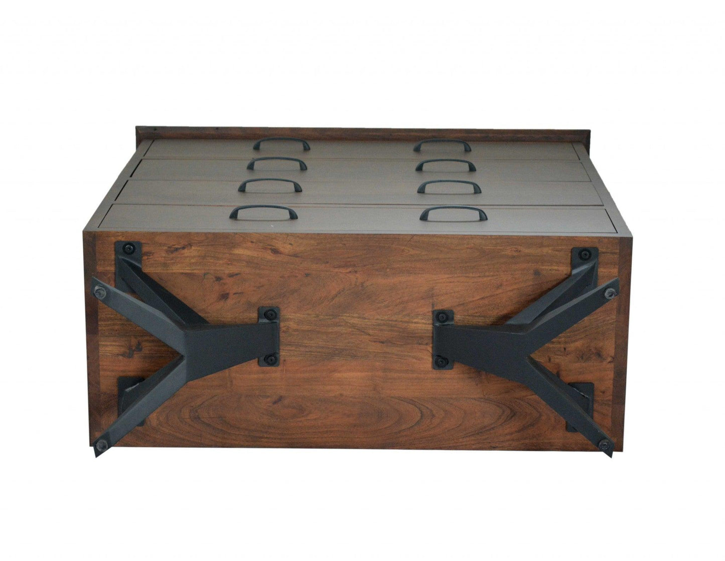 Brown Black Wood Metal Bedroom Chest - AFS