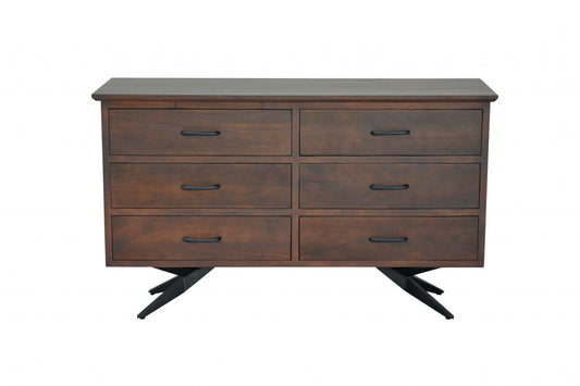 Brown and Black Wood Metal Bedroom Dresser - AFS