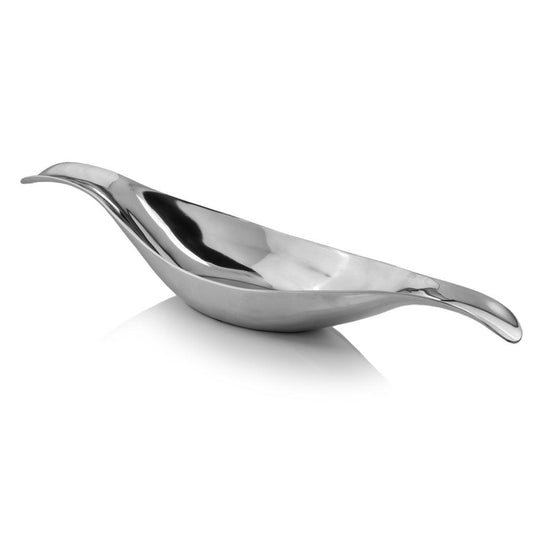 8" X 34.5" X 5.5" Silver Aluminum Long Wavy Bowl - AFS