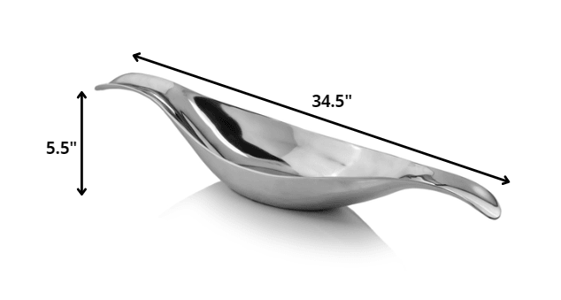 8" X 34.5" X 5.5" Silver Aluminum Long Wavy Bowl - AFS