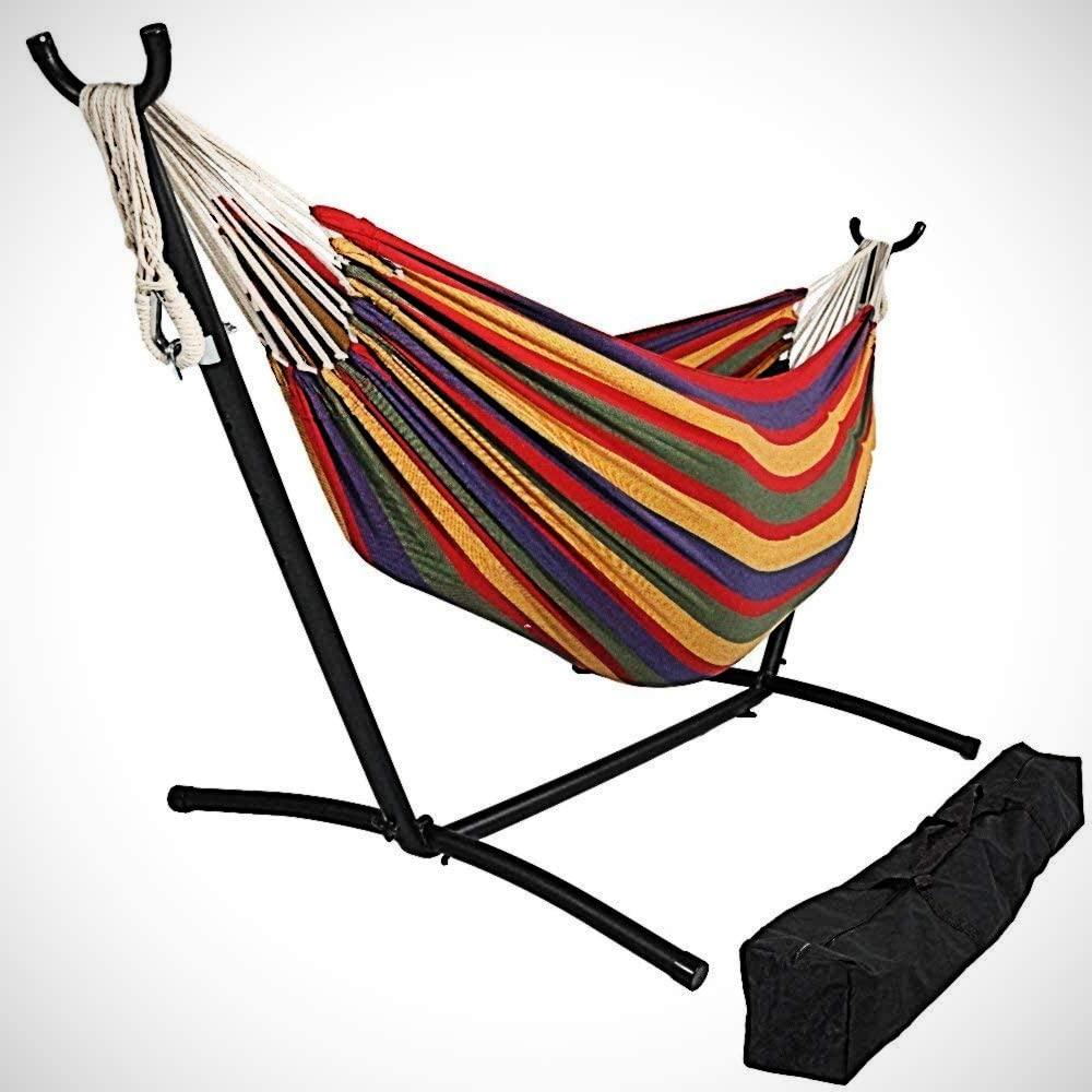 Tropical Stripe Double Classic 2 Person Hammock with Stand - AFS