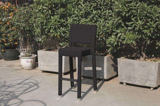 42.5 X 29 X 29 Black Aluminum and Wicker Bar Table Set of 5 - AFS