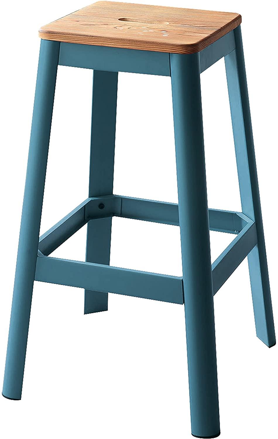 Contrast Teal and Natural Wood Bar Stool - AFS