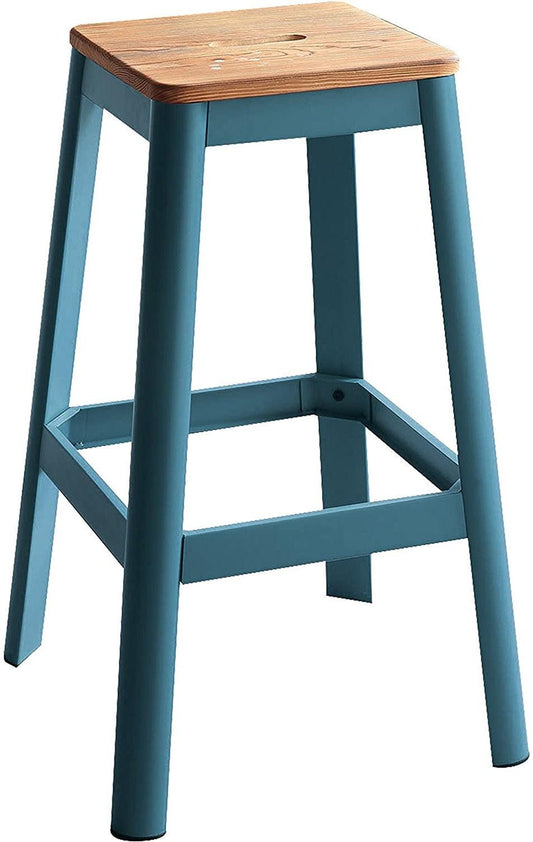 Contrast Teal and Natural Wood Bar Stool - AFS