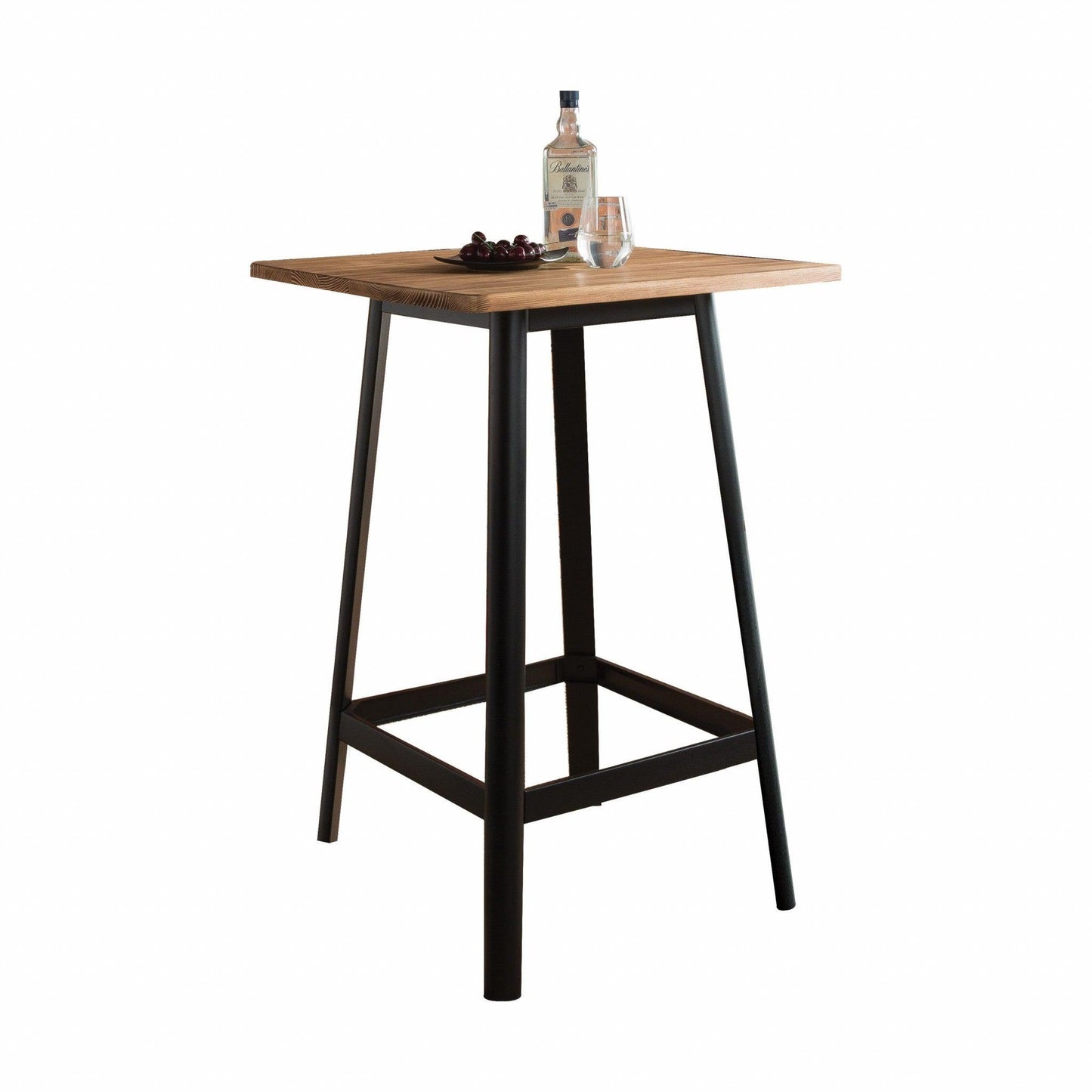 Square Natural and Black High Top Bar Table - AFS