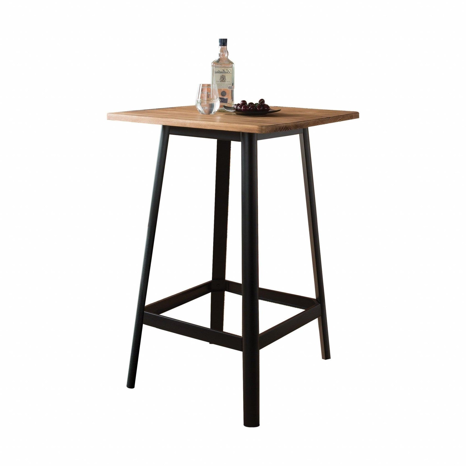 Square Natural and Black High Top Bar Table - AFS