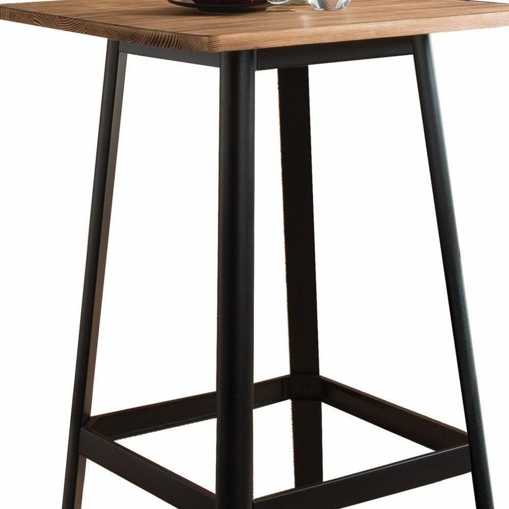 Square Natural and Black High Top Bar Table - AFS