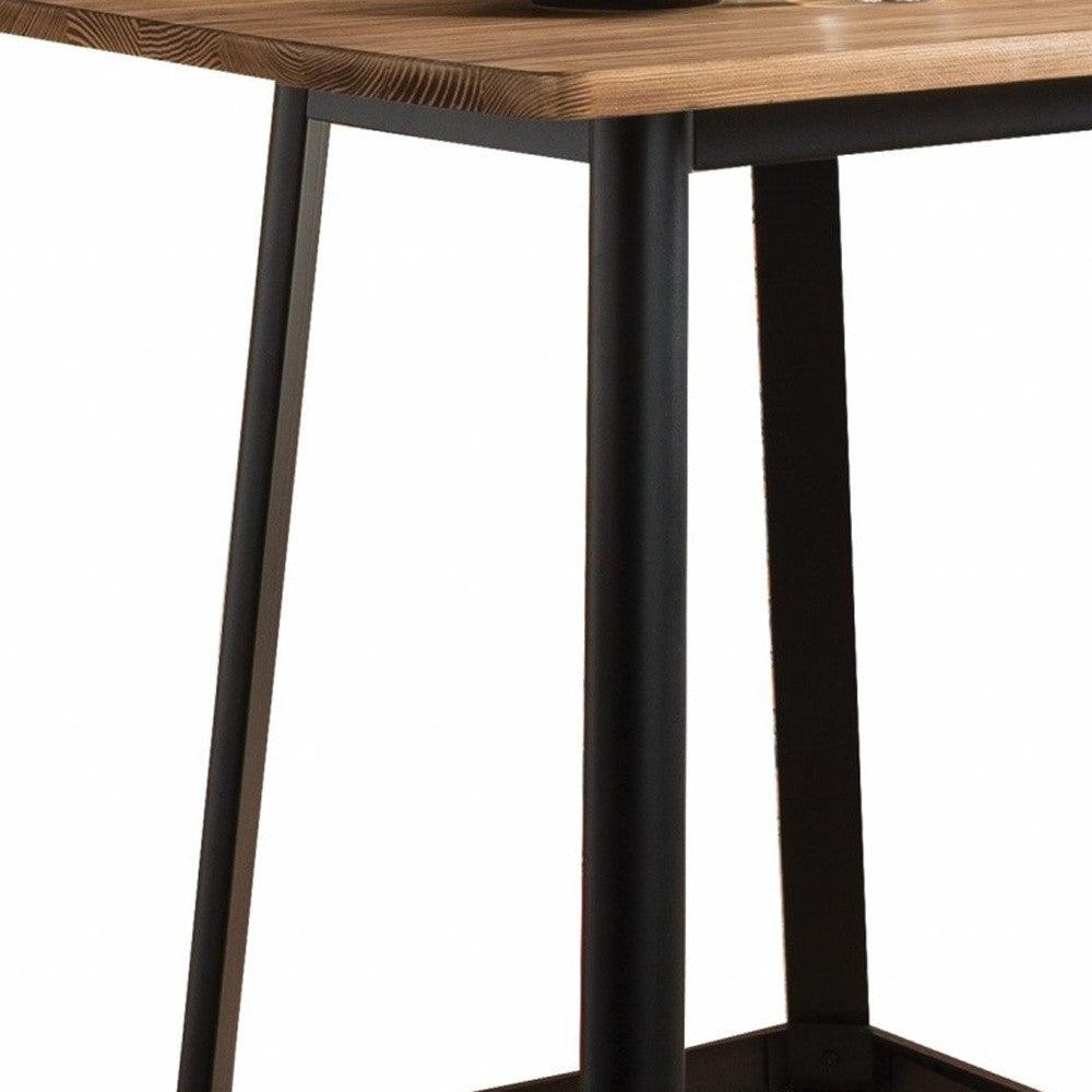 Square Natural and Black High Top Bar Table - AFS