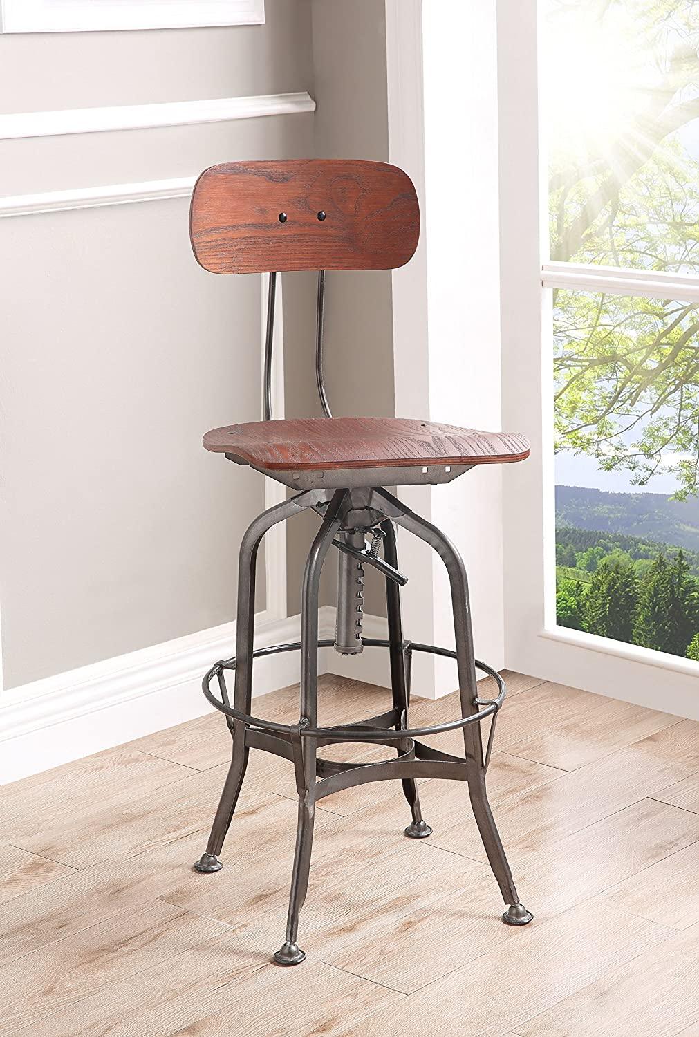 43" Urban Chic Walnut Adjustable Bar Stool - AFS