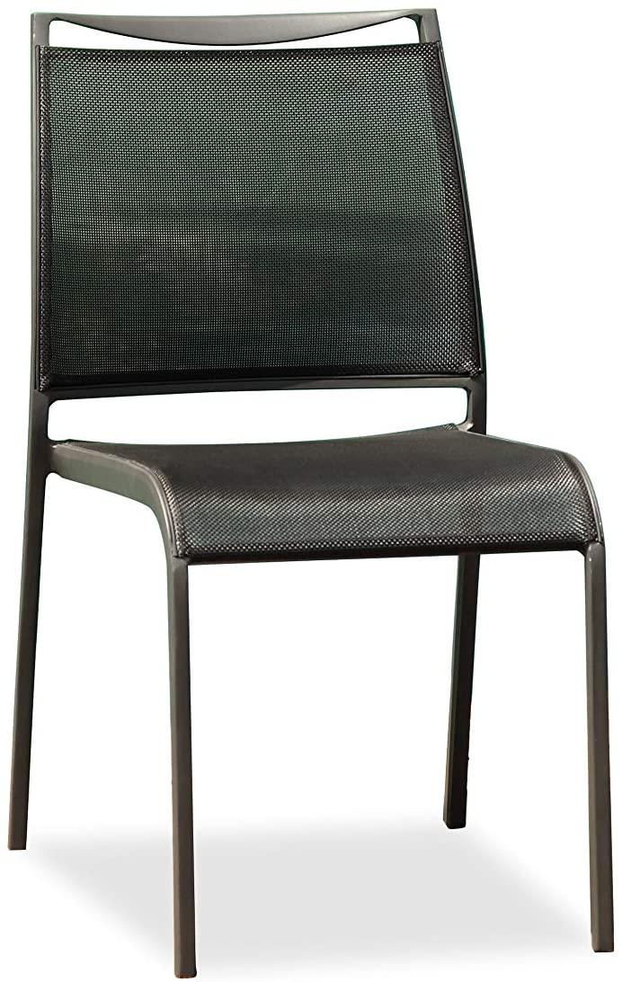 Set of 2 Gray Stackable Aluminum Sling Armless Chairs - AFS