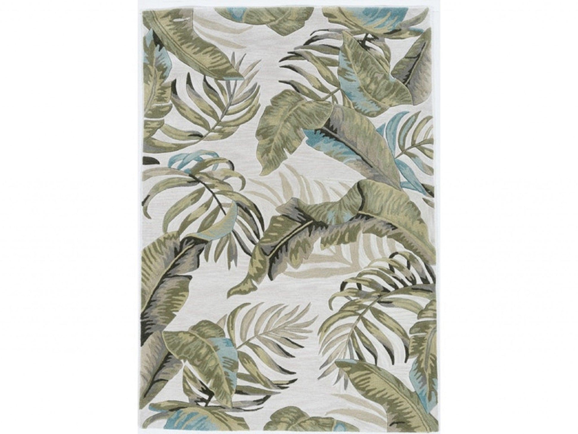 3' x 5' Ivory Tropical Leaves Area Rug - AFS