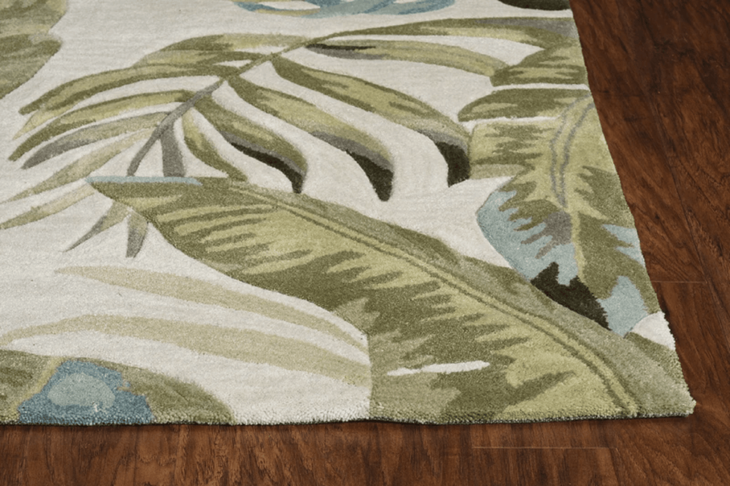 3' x 5' Ivory Tropical Leaves Area Rug - AFS