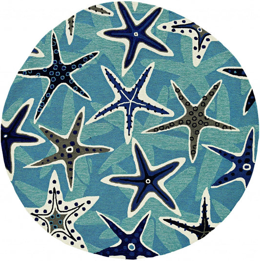 3' x 5' Blue Sand Dollar Indoor Outdoor Area Rug - AFS