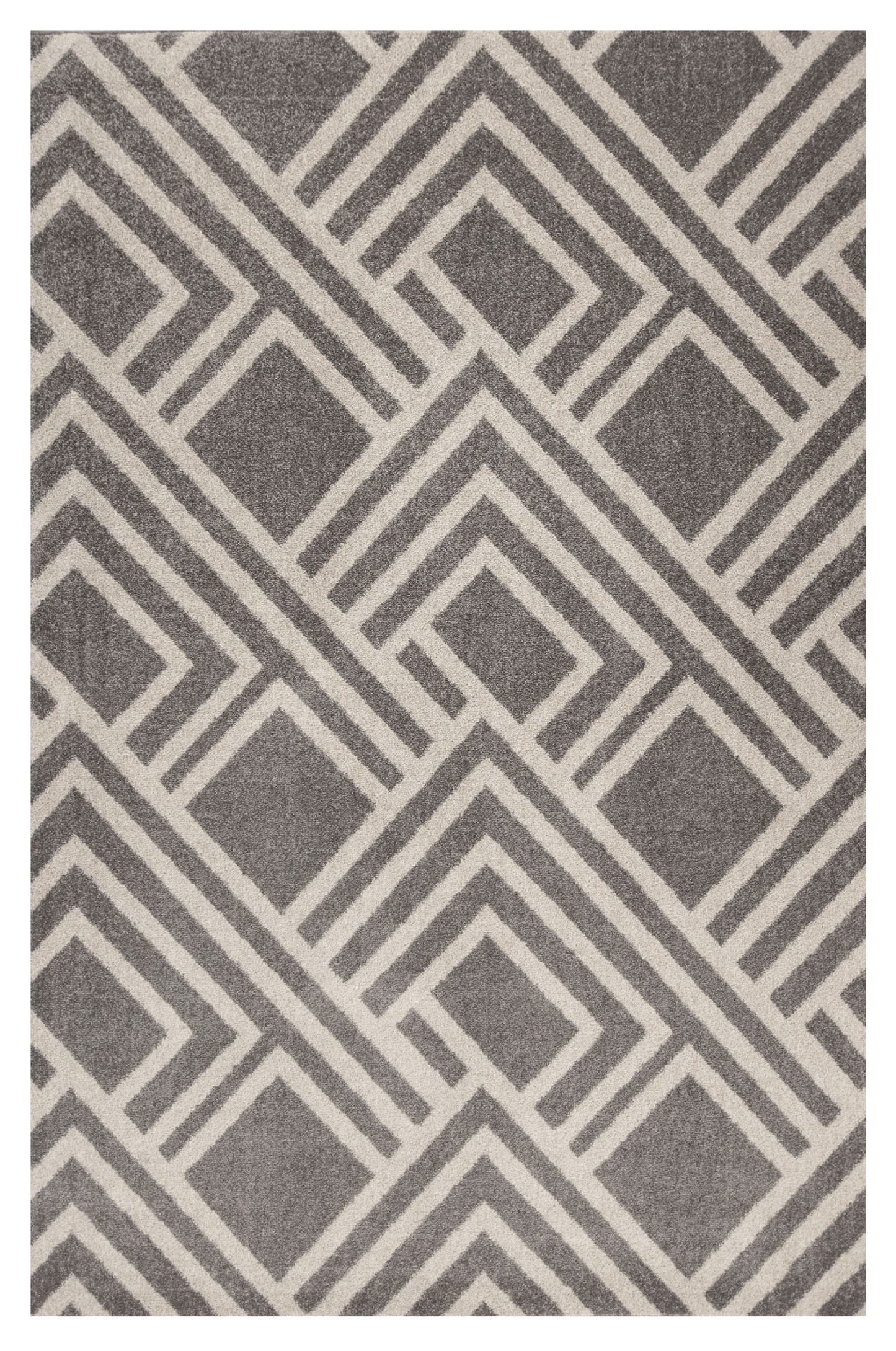 2'x4' Grey Machine Woven UV Treated Geometric Indoor Outdoor Accent Rug - AFS